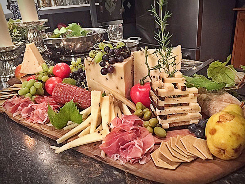 large tray of cheese and charcuterie