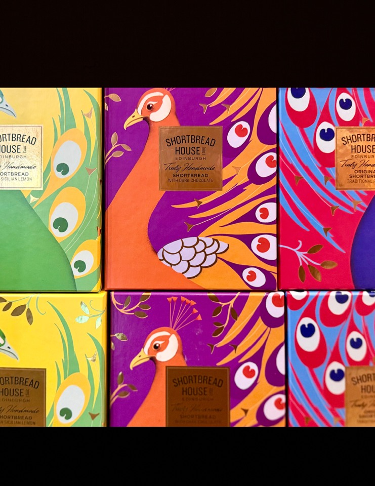 shortbread cookies colourful boxes